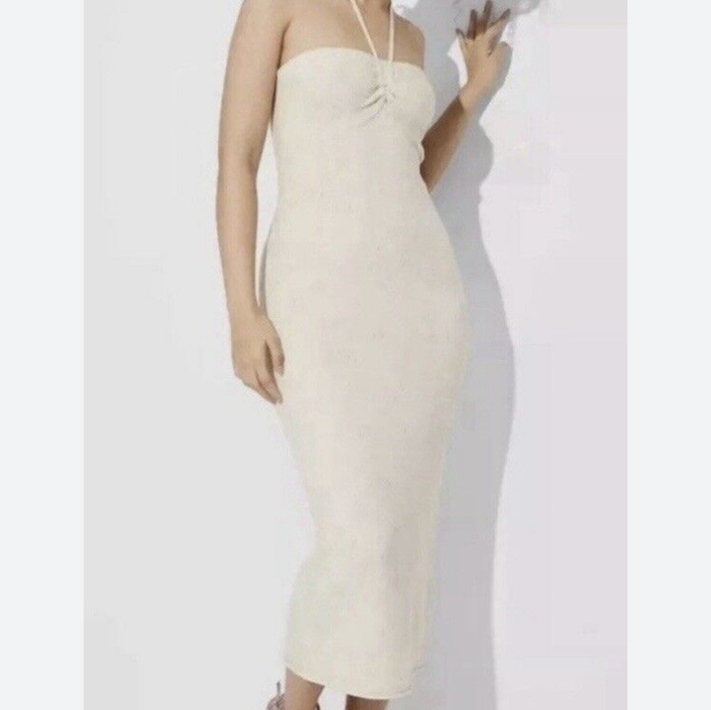 Wild Fable Off White Shine Sequin‎ Halter Knit Midi Dress Plus Size 3X NEW